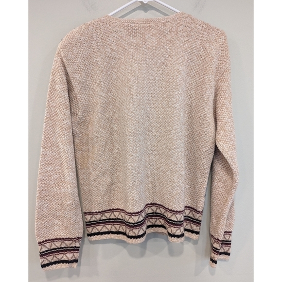 Paul Harris Design Vintage Tan Knit Cotton Ramie Embroidered Cardigan Medium - Picture 3 of 9